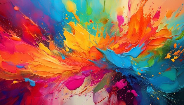 vibrant tempera paint splatters creating a textured surface full of color and energy