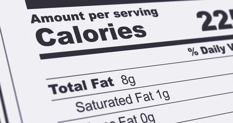 Nutrition Facts Label with Vitamin B6 line highlighted, diet and healthy food concept, b6 additive, footage