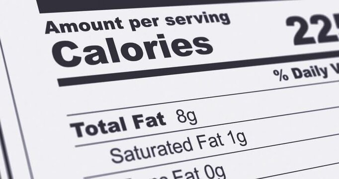 Nutrition Facts Label with Vitamin B6 line highlighted, diet and healthy food concept, b6 additive, footage