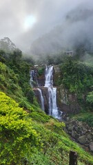 huge waterfall in the Sri Lankan jungle