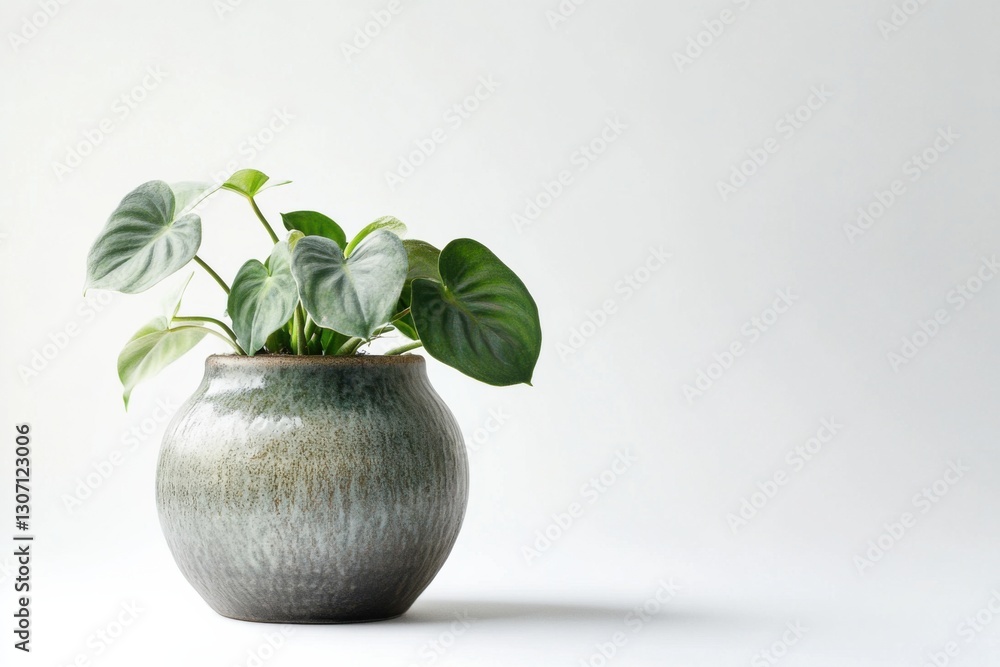 Poster epipremnum aureum thriving in a stylish pot against a minimalistic background in a studio setting