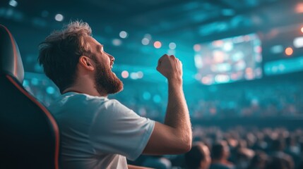 Exciting sports event stadium emotional celebration fan perspective community spirit