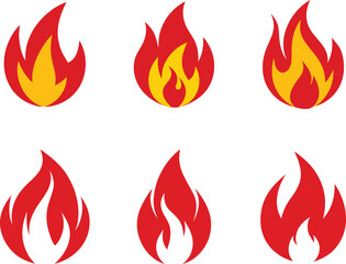 Collection of Burning Blazing Fire Flames Icons. Cartoon Hot Fire Symbol Graphics Set. Fire border frame clipart template vector illustration. Fire flat simple border design background illustration 