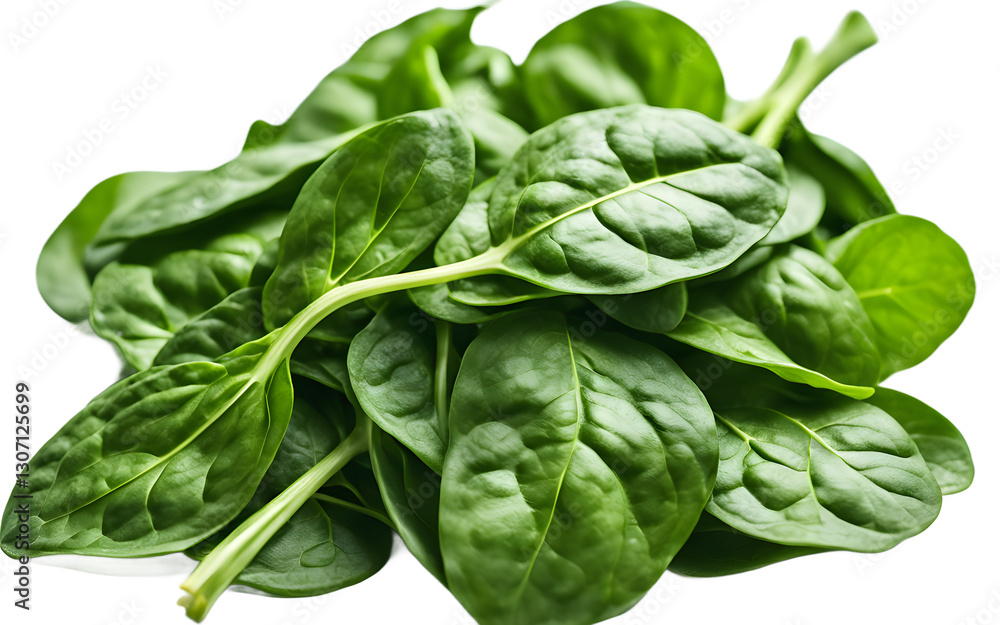Poster a pile of fresh spinach leaves, isolated on a empty plain background