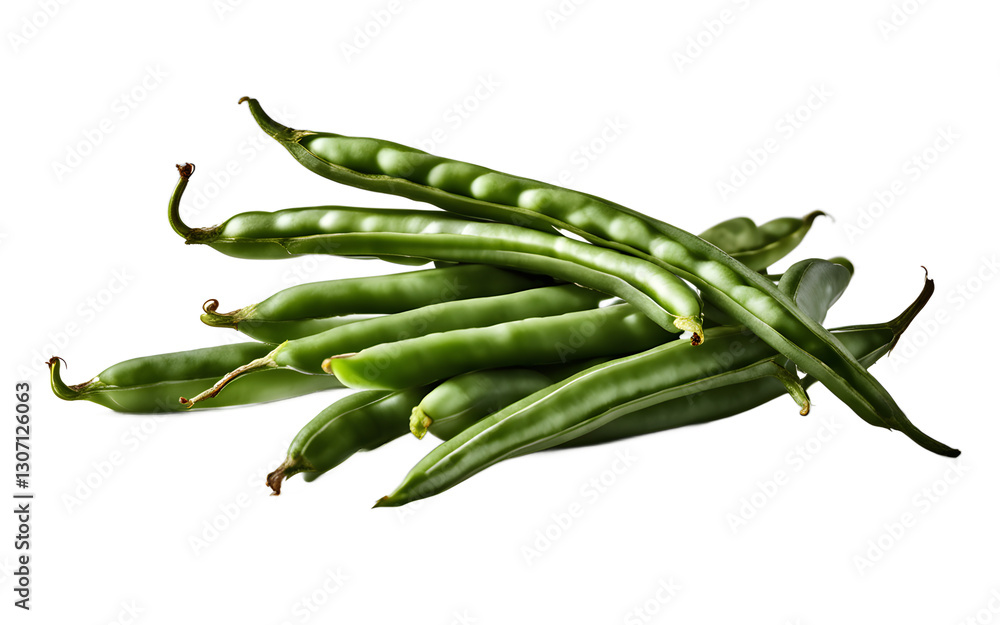 Poster A single bunch of green beans with glossy pods, isolated on a empty plain background