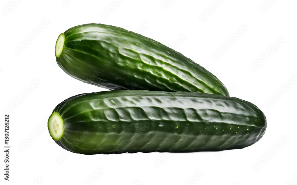 Poster A single cucumber with smooth green skin, isolated on a empty plain background