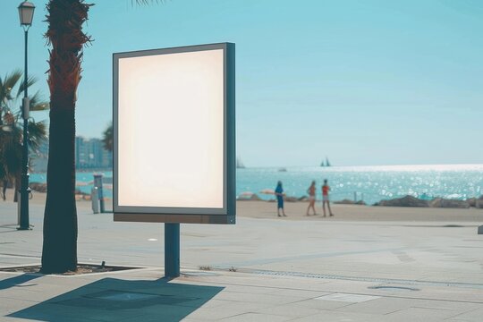 Billboard stand mockup outdoors electronics blackboard.