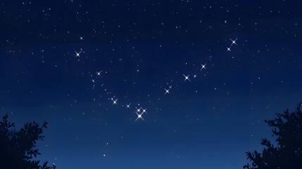 Fototapeta premium A mesmerizing night sky filled with stars forming a beautiful constellation, creating a serene and tranquil atmosphere.