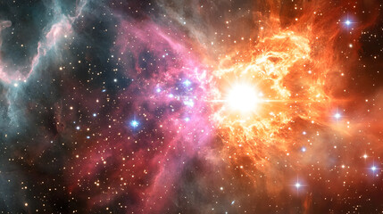 Obraz premium A vibrant cosmic explosion of colors and light, depicting the beauty of a supernova in space.