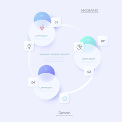 Vector Infographic, infograph template, Glass morphism effect design, Infographics 3 steps or option for business concept, timeline process, chart, scheme presentation, workflow, banner, diagram
