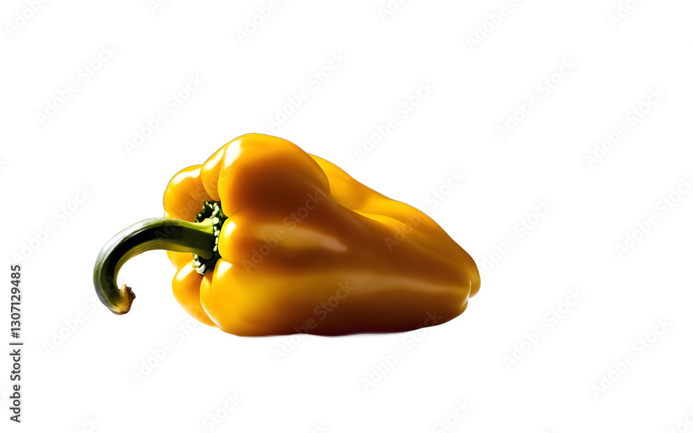 Poster a single yellow bell pepper with smooth skin, isolated on a empty plain background