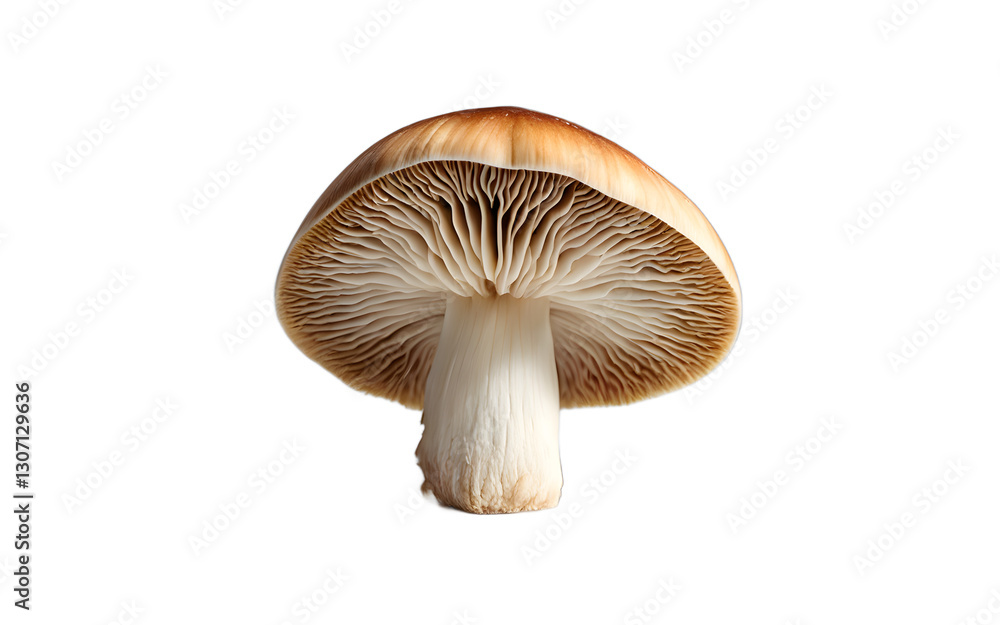 Poster A mushroom showing the white underside, isolated on a empty plain background