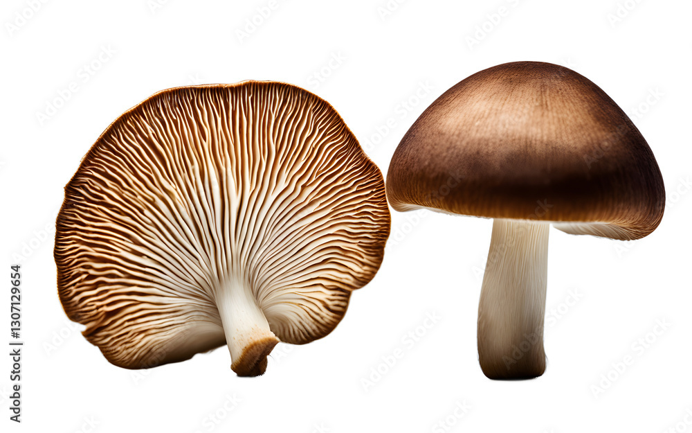 Poster A mushroom showing the white underside, isolated on a empty plain background