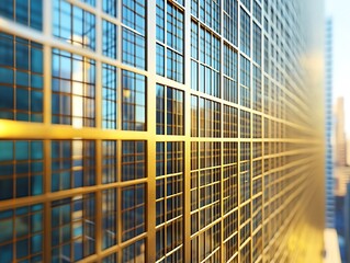 Golden city skyscraper facade
