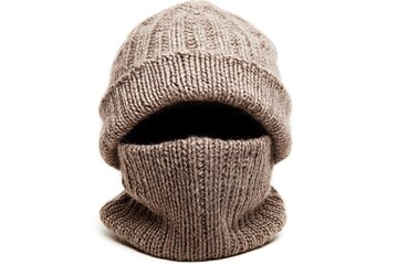 Cozy wool balaclava isolated on white background 