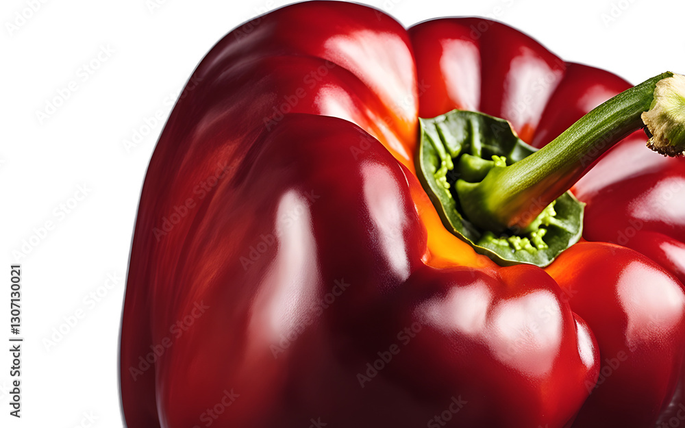 Poster a whole bell pepper with glossy red skin, isolated on a empty plain background