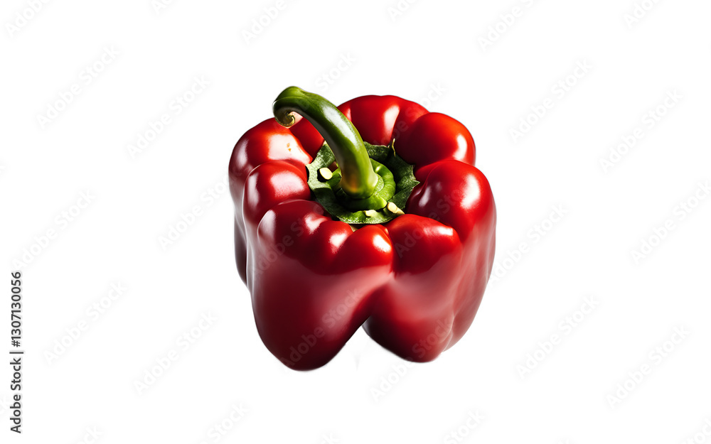 Poster a whole bell pepper with glossy red skin, isolated on a empty plain background