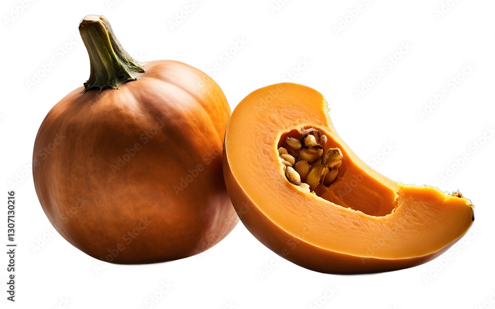 Poster A whole butternut squash with smooth orange skin, isolated on a empty plain background