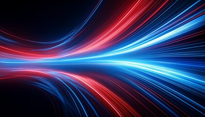 Ein kraftvoller, energiegeladener Hintergrund mit dynamischen Lichtstreifen in Blau- und Rott&ouml;nen.