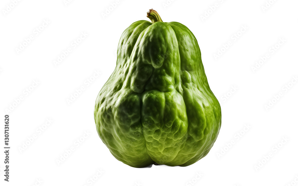 Leinwandbilder a whole chayote squash with green bumpy skin, isolated on a empty plain background