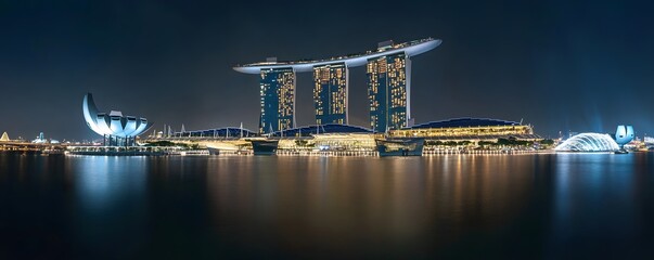 Singapore skyline featuring marina bay sands at night