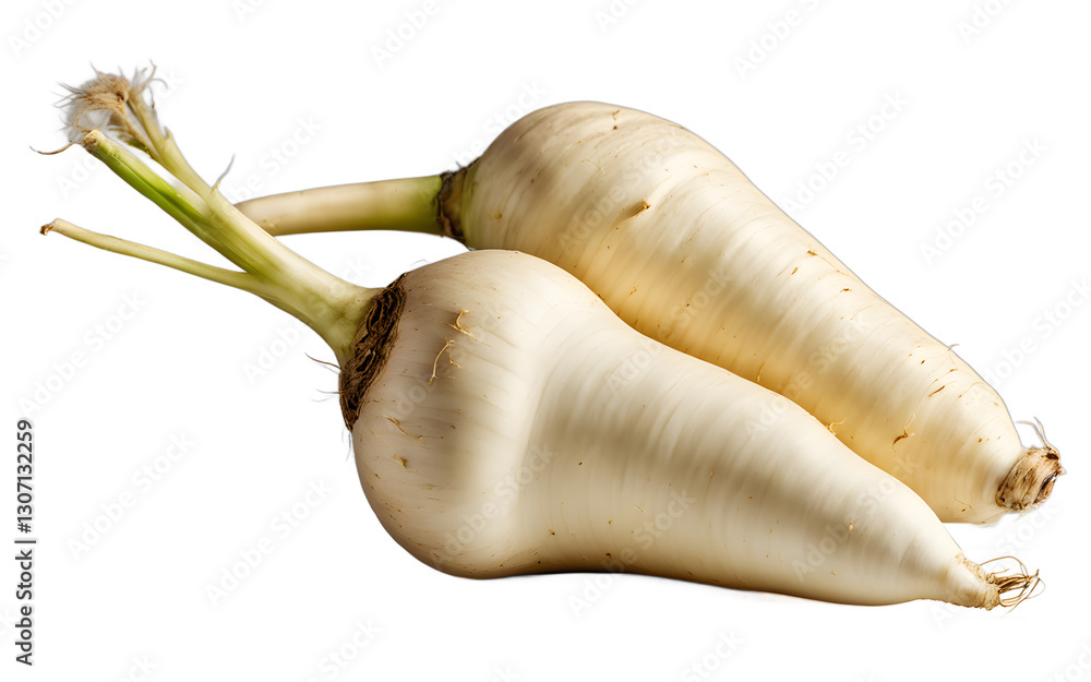 Aufkleber A whole parsnip with light beige skin and a tapered shape, isolated on a empty plain background