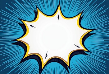 Abstract Blue and White Comic Explosion: High-Energy Background with Empty Space for Adding Text or Design Elements in a Comic Style

