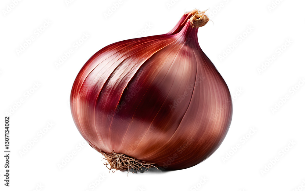 Poster a whole shallot with a smooth reddish-brown skin, isolated on a empty plain background
