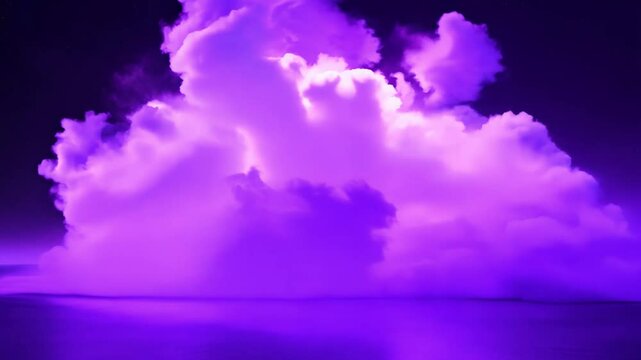 Vibrant pull back video, vivid violet cloud rapidly expanding and exploding, majestic powerful surge
