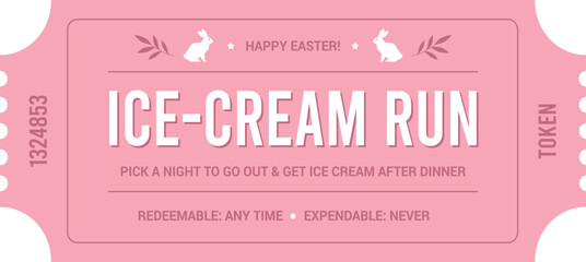 Easter themed reward coupon card for children