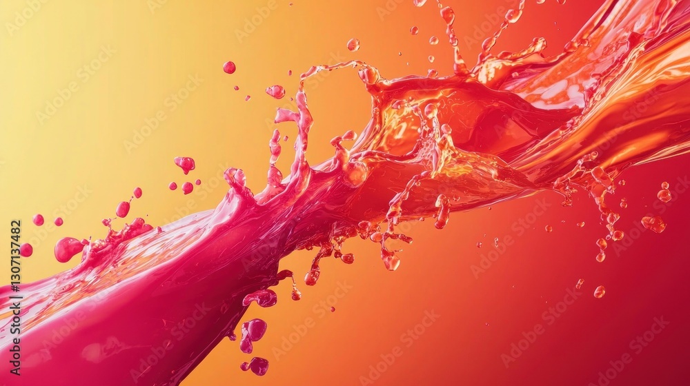 Poster two colorful liquid splashes create a beautiful abstract visual effect