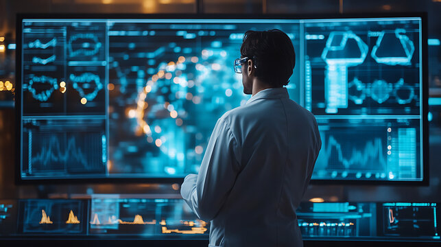 advanced manufacturing plant with engineer manager overseeing robotic systems showing industrial automation smart factory and production line engineering concept scene