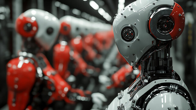 advanced manufacturing plant with engineer manager overseeing robotic systems showing industrial automation smart factory and production line engineering concept scene