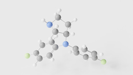 lafadofensine molecule 3d, molecular structure, ball and stick model, structural chemical formula antidepressants