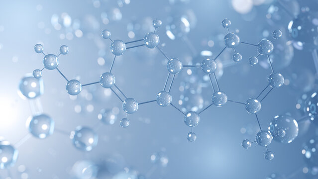 harmaline molecular structure 3d, beta-carboline alkaloid structural chemical formula view from a microscope
