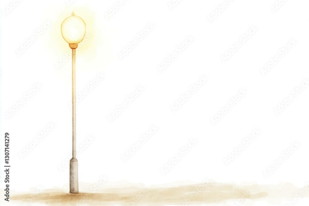 Poster minimalistic street lamp illustration on a white background, emphasizing simplicity and elegance for