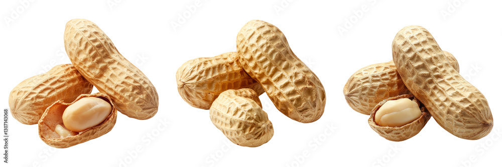 Poster peanuts in shells isolated on transparency background, showcasing texture and detail