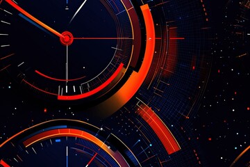 High-Tech Abstract Background with Futuristic Design Featuring Colorful Clock Elements