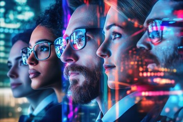 Fototapeta premium Uncompromising business team of the financial corporation works in market analysis