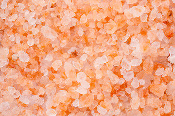 Organic himalayan pink salt on white background