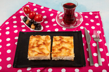 Traditional Turkish pastries: Cheese water pastry (Su boregi). There are two types of water pastry...