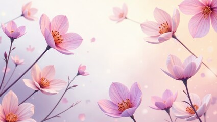 A Gentle Breeze of Delicate Pink Blossoms Dancing in the Soft Light of a Serene Day