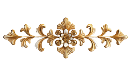 Elegant gold floral ornament design on a white background, perfect for luxury decor, architectural accents, and artistic enhancements.