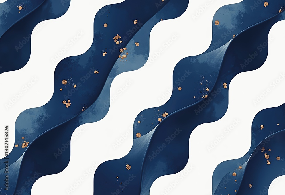 Poster navy blue tileable vector patterns: abstract shapes with seamless repeating design and space for add