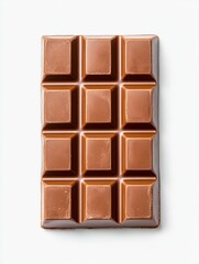 Overhead View of Milk Chocolate Bar on White Background