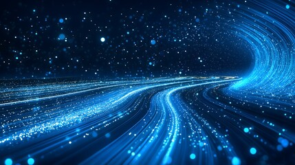 Obraz premium Abstract blue light trails and bokeh