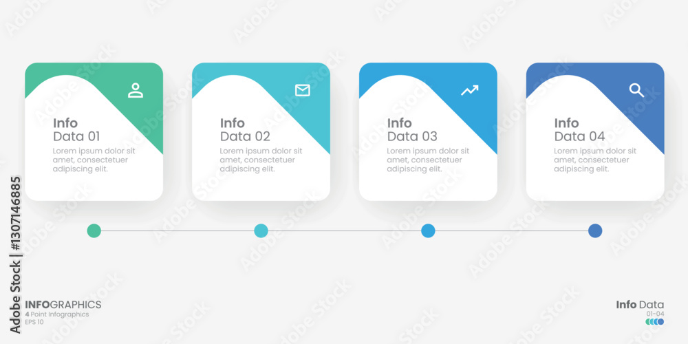 Poster business minimal infographics template. 4 steps timeline with options and marketing icons .vector ti