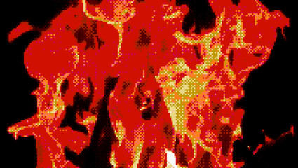 Fire Halftone Pixelated Abstract Flow
