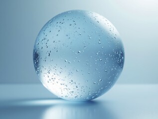 3D rendering of a glass sphere with realistic textures resembling a water drop