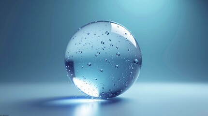 3D rendering of a glass sphere with realistic textures resembling a water drop